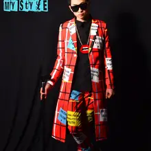 Певец из ночного клуба right chi dragon GD танцевальная команда DJ red line длинный костюм костюмы для бара аксессуары платье для выступлений на сцене пальто