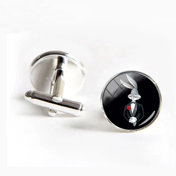 

Hot New Fashion Cute Baby Bunnies Cufflinks Glass Round Dome Cuff Handcrafted Jewelry Gift For Women Children