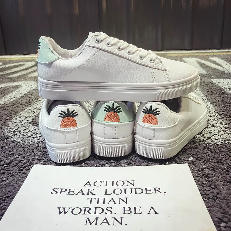 

2019 Fashion Casual Flat Jelly shoes fashion white women Sports shoes Women Lace Up Pu Waterproof Vulcanize Shoes Spring Autumn