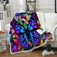 Красочные бабочки печати постельные покрывала одеяло на искусственном меху диване чехлы для диванов путешествия молодежи постельные принадлежности Outlet бархат плюш