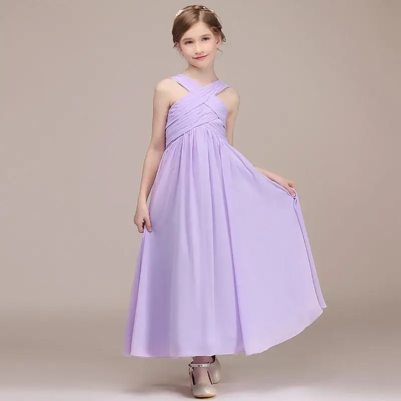 

2019 New Kids Fancy Girl Elegant Formal Prom Dress Children Princess Wedding Party Dress Teen Girls Pleated Pageant Vestido Q405