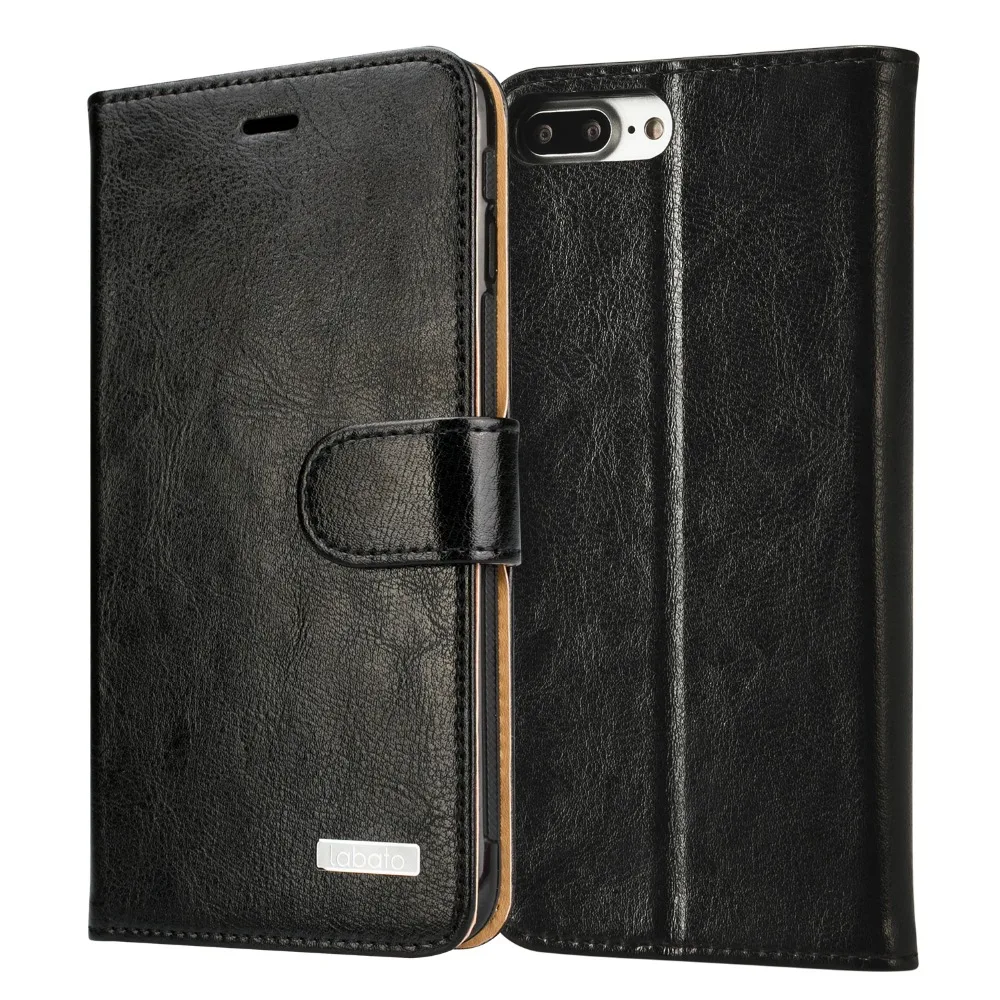 Labato Genuine Leather Wallet Case for iPhone 7 Plus Flip Folio