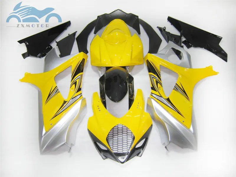 Полный комплект мотоциклов комплект обтекателей для Suzuki GSXR 1000 GSXR1000 2007 2008 K7 K8 ABS пластик обтекатели комплект 07 08 Желтый серебристый