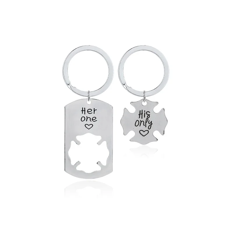 

Popular Letter Alloy her one his only Keychain Fashion Couple Key Chain Pendant Key Rings For Lover Gifts 12sets/lot