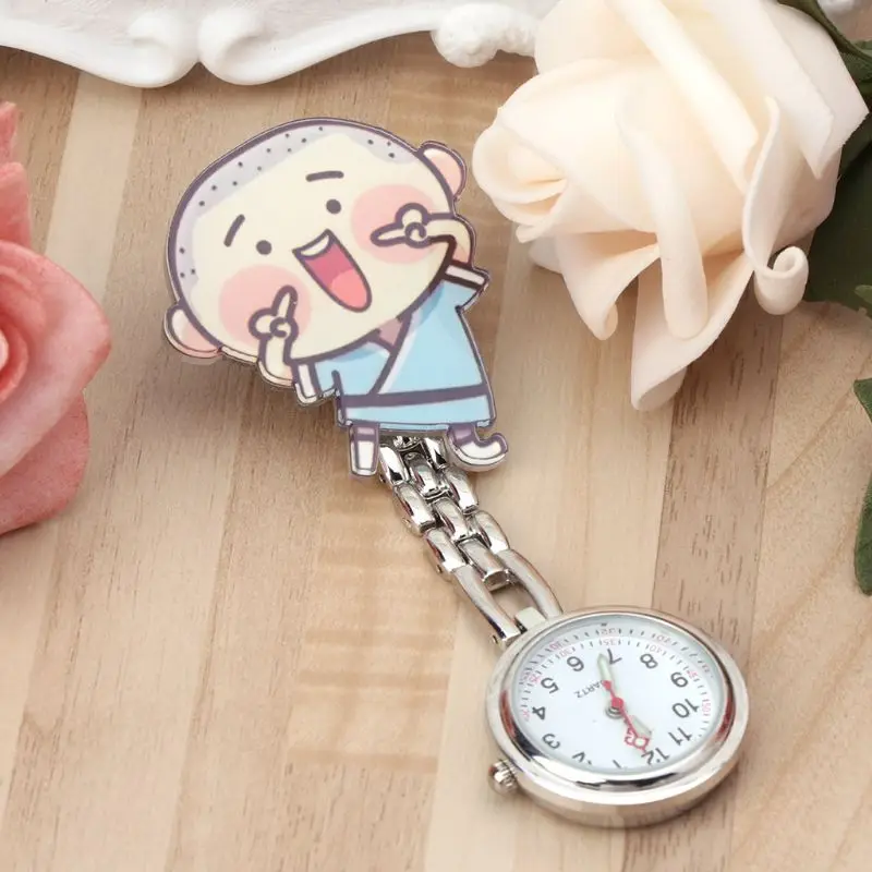 

Cartoon Cute Acrylic Pocket Chest Watches Lady Girls Jewelry Hang Clip 3D Fashion Medical Hospital Doctor Supplies Nurse Watch