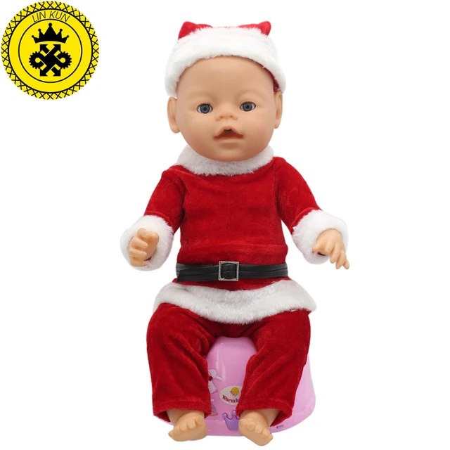 Baby Doll Clothes Fit 43cm Baby Doll Red Clothes Christmas Dress with