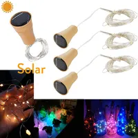 1M 10LEDs 1.5M 15LEDs 2M 20LEDs LED Solar Copper Cork Wire String Lights Wine Bottle For Party Festival Xmas Outdoor Decor 1