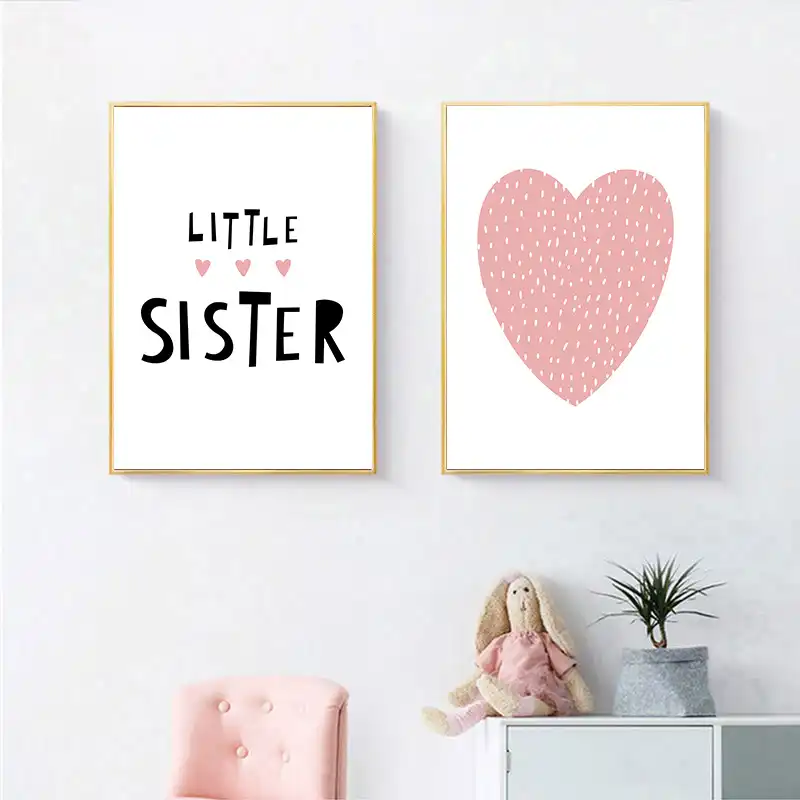 Affiche Murale Avec Citations De Cœur Et De Grande Sœur Peinture Artistique Imprimee Pour Chambre De Bebe Et Fille Aliexpress