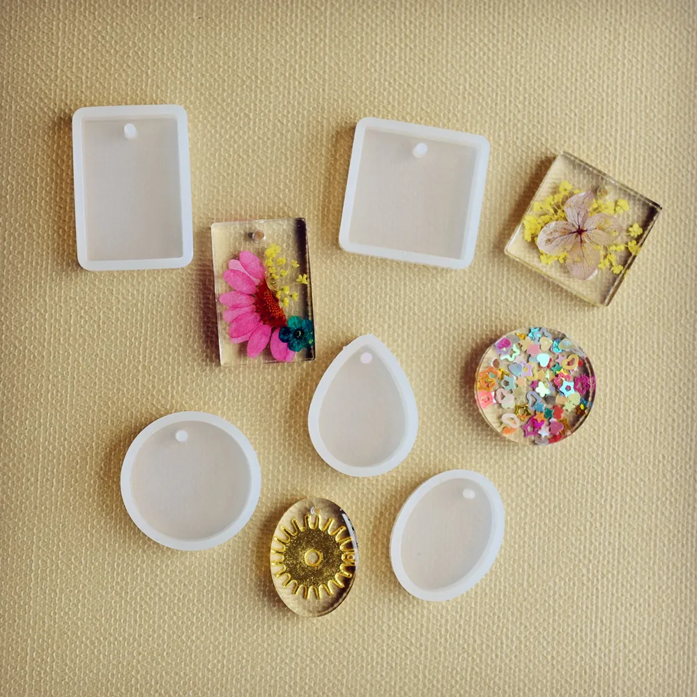 

Silicone pendant Mold Resin Silicone Mould handmade DIY Jewelry Making epoxy resin molds Square Round Oval rectangle drop
