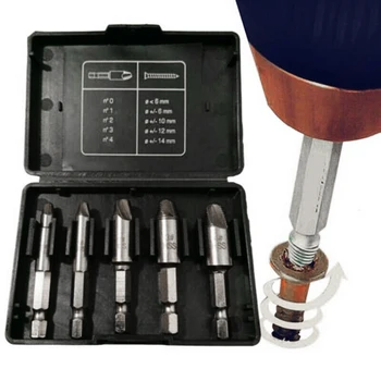 

5PCS HSS4241 Easy Speed Out Screw Extractor Remover Drill Tool Set 1/4Hex Shank