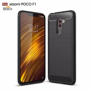 

100pcs Free Shippin Carbon Fiber Drawing TPU Wholesale Cover Case For Xiaomi Pocophone F1 Soft Cover Case