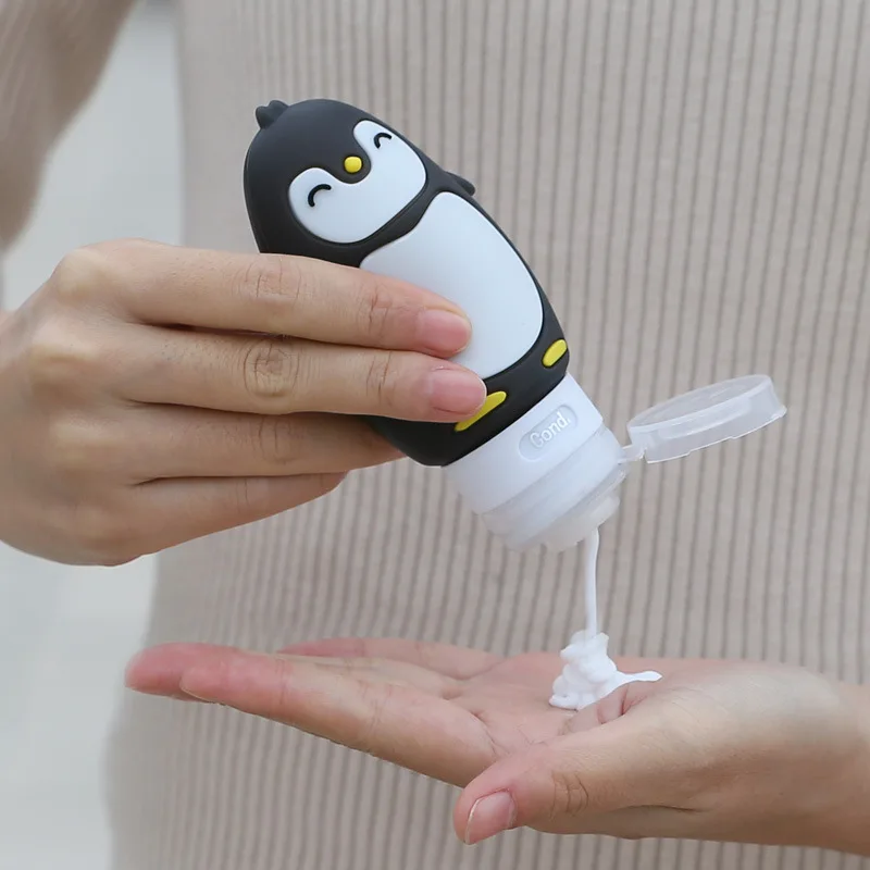 Портативный мультяшный медведь Пингвин животное силиконовый Дорожный Чехол-органайзер шампунь для геля и лосьона для душа многоразовая бутылка