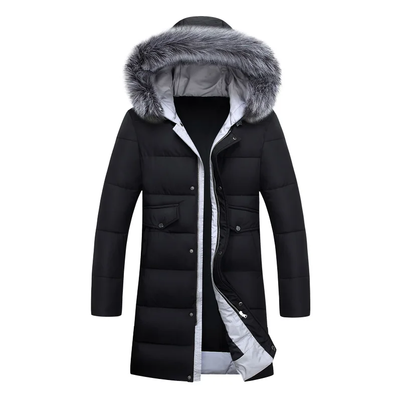 

2016 new men in the long winter cotton padded wool collar male Korean cultivating large thick jacket winter coat
