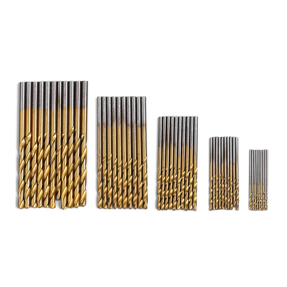 

50 Pcs HSS Titanium Coated Drill Bit Set High Quality Power Drilling Tools For Woodworking 1/1. 5/2 / 2.5 / 3mm