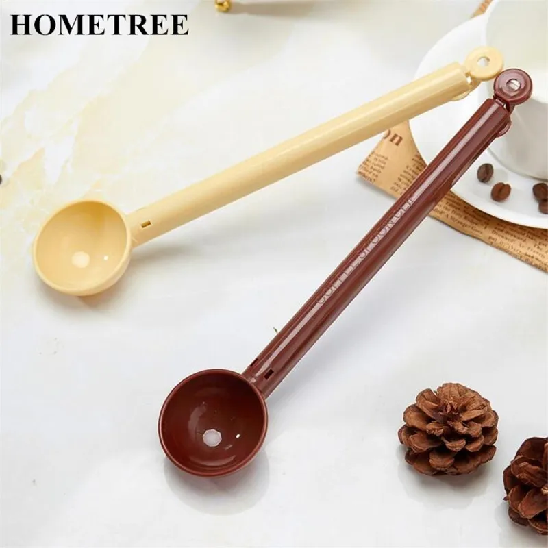 

HOMETREE 1 Pc Creative Multifunction Food Spice Spoons Hanging Hole Sealing Clip Coffee Powder Plastic Measuring Spoon Tool H596