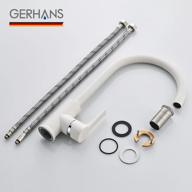GERHANS Irismart высокий смеситель для кухни с высоким носиком белый кран бара