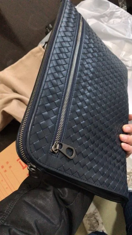 

HJKL Brands Men Bag Genuine Cowhide Knitting Clutch Bag Wallet Handy Bag Handbags Day Clutches Male Business Large Purses