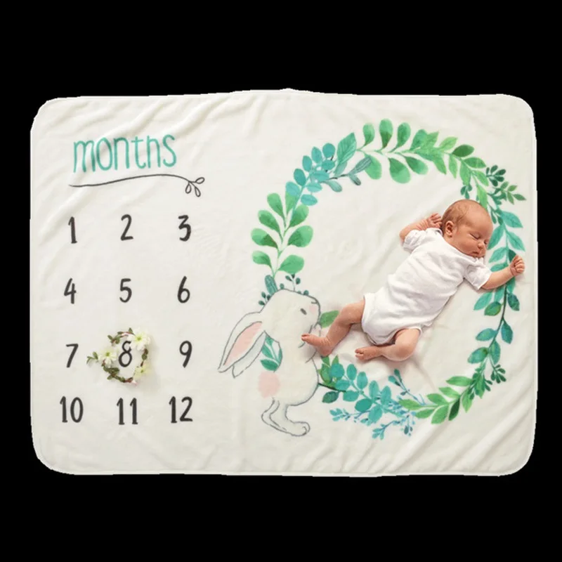 MOTOHOOD Newborn baby Monthly Growth Coral Fleece Blanket photography props Background Cloth Kids Girls Boy Blanket Decoration   (16)