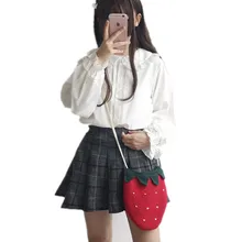 Female Lantern Sleeve Shirt Loose Tops Flounced Lace peter pan collar Women shirts black flounced hem loose playsuit with back lace up design