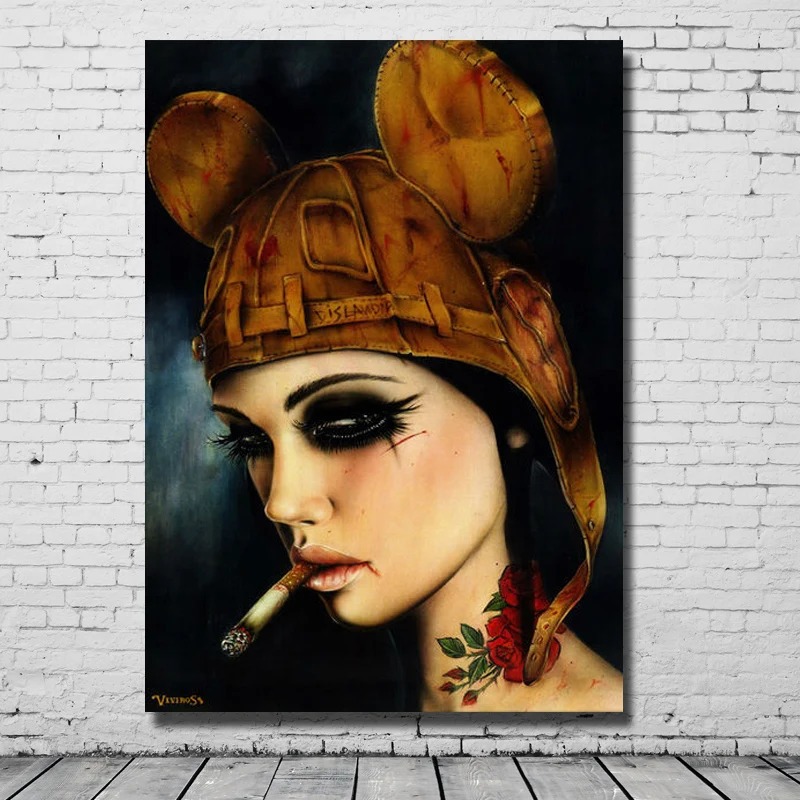 

Smoking girl wall art pictures hand painted modern paintings for home sense decoration wall art pictures