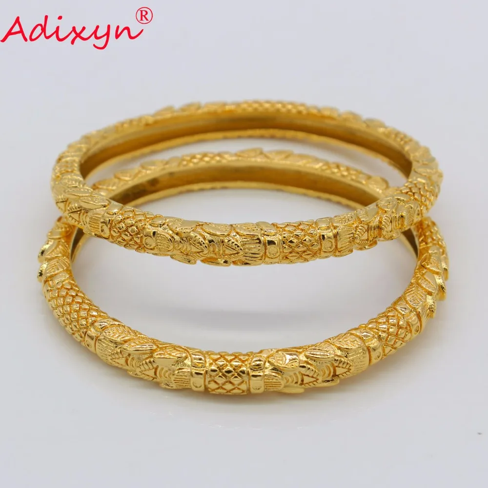 

Adixyn 2PCS/LOT,CANNOT OPEN Wholesale Bangle for Women Gold Color African Middle East Bracelet Jewelry Gifts N072409