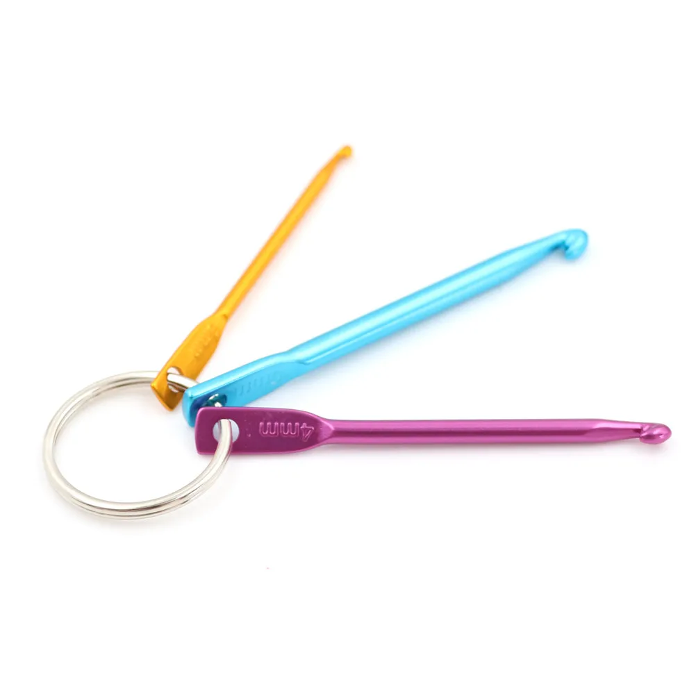 

6pcs/2set Useful Fashion Mini Aluminum Keychain Crochet Hooks DIY Multicolour Crafts Tools Knitting Needles Key Ring