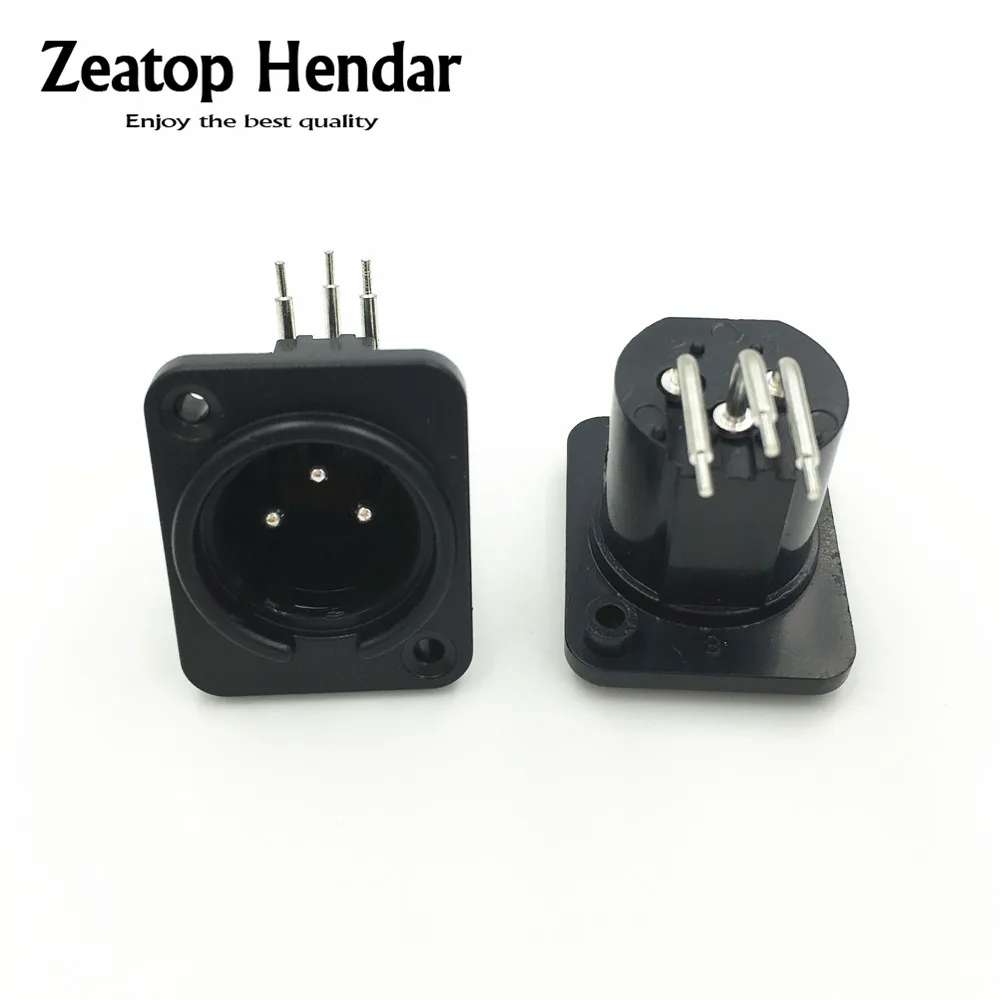 10Pcs XLR 3 Pin Male Chassis Panel Mounted Socket with Angle Pins