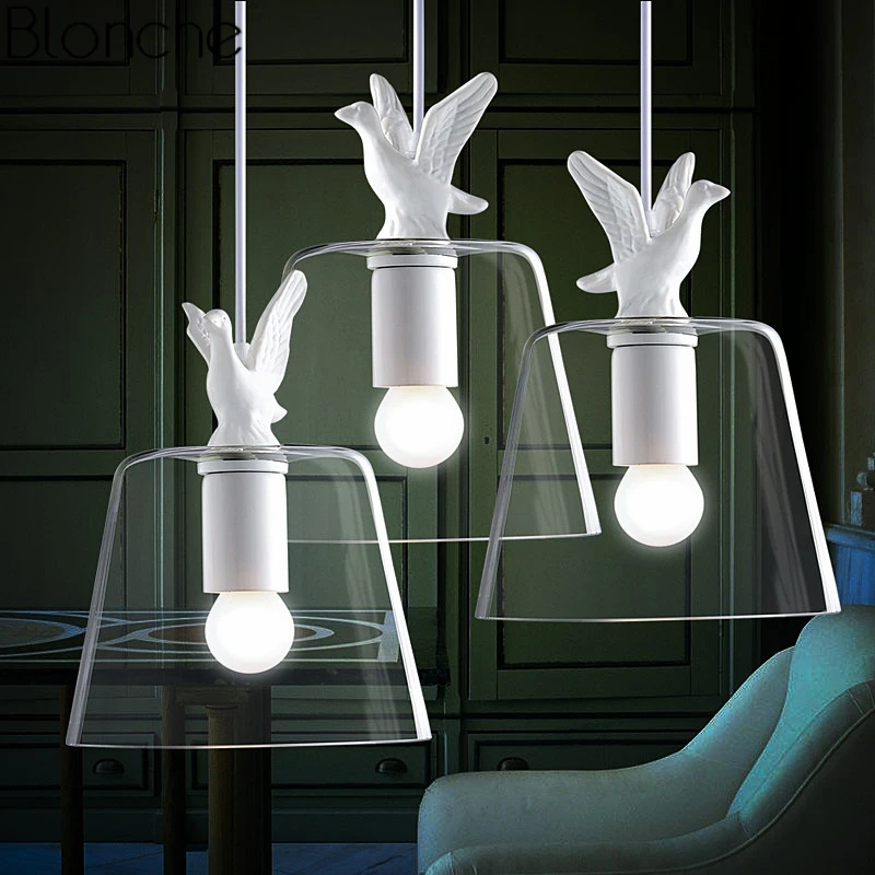 

Modern Glass Pendant Lights Bird Hanging Lamp Industrial Lamp Dining Room Bedroom Kitchen Light Fixtures Luminaire Home Decor
