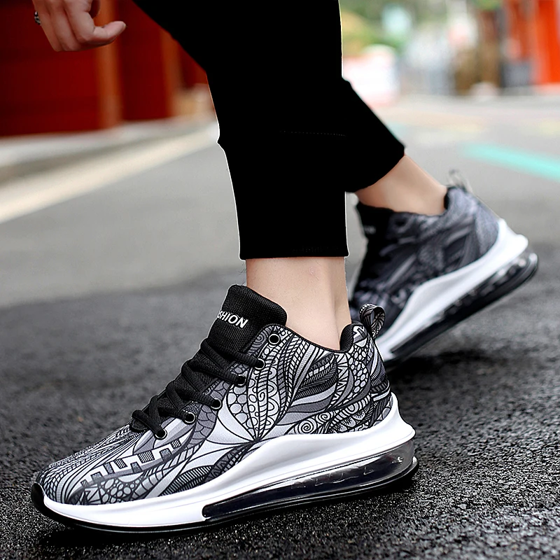 Air Cushion Sport Sneakers Lace Up Doodle Outdoor Sports Running Shoes