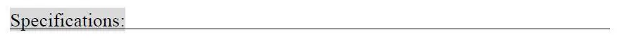 Specifications