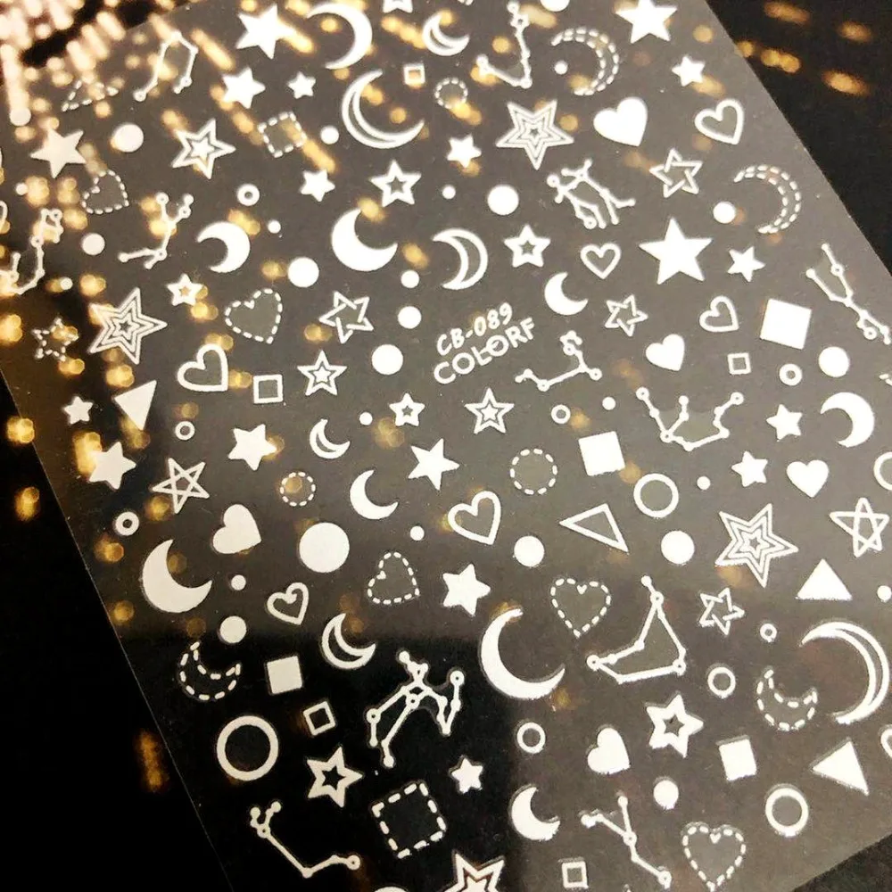 

CB series CB-89 moon constellation Black White Gold Silver letters 3d nail art stickers decal template diy nail tool decorations