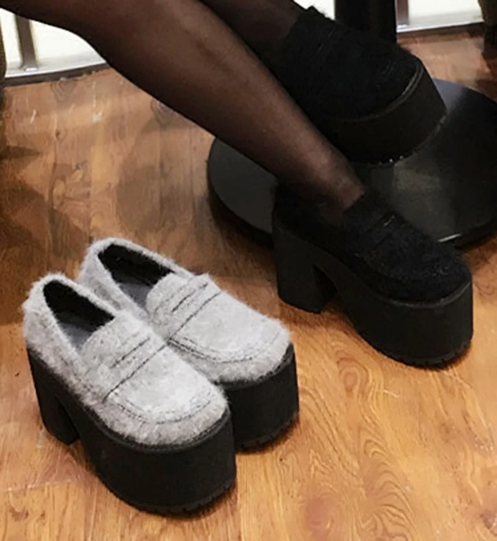 В японском стиле; женские туфли в стиле «панк» водонепроницаемая обувь на платформе на очень высоком каблуке туфли на высоком каблуке на плоской толстой платформе толстый туфли женщинские на каблуке сапоги В рыцарском стиле