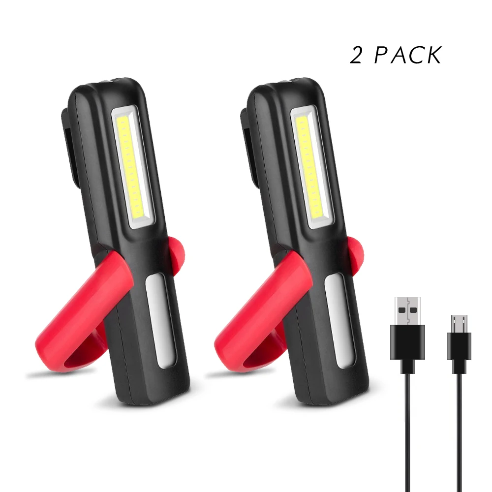 USB Rechargeable 3W COB LED Work Light Lamp Magnetic Flashlight Torch Black 