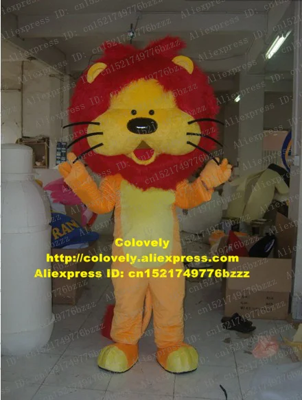 Likable Yellow Lion Lioness Mascot Costume Mascota Fancy Dress With Big Black Elliptic Nose Red Mouth Long Thin Tail No.7258 FS |