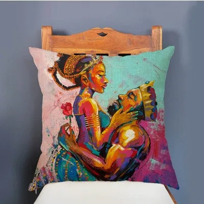Сексуальный черный человек женщина романтическая картина маслом в африканском стиле искусство декоративная подушка для дома Чехол Африка король королева в любви диван наволочка - Цвет: T273-3