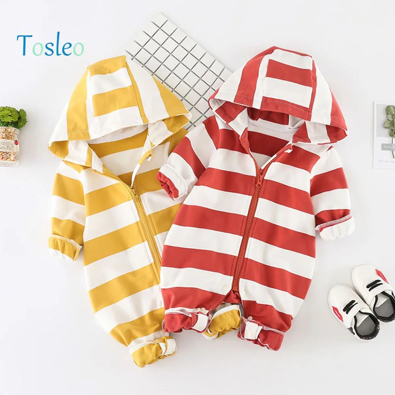 

2018 Spring Baby Rompers Kids Costumes Good Qulity Clothes with Zipper Hooded Baby Rompers Yellow Red