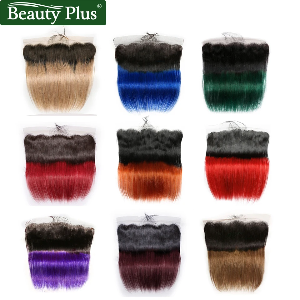 Омбре кружевной фронтальный бордовый 99J бразильские прямые волосы Beauty Plus Remy