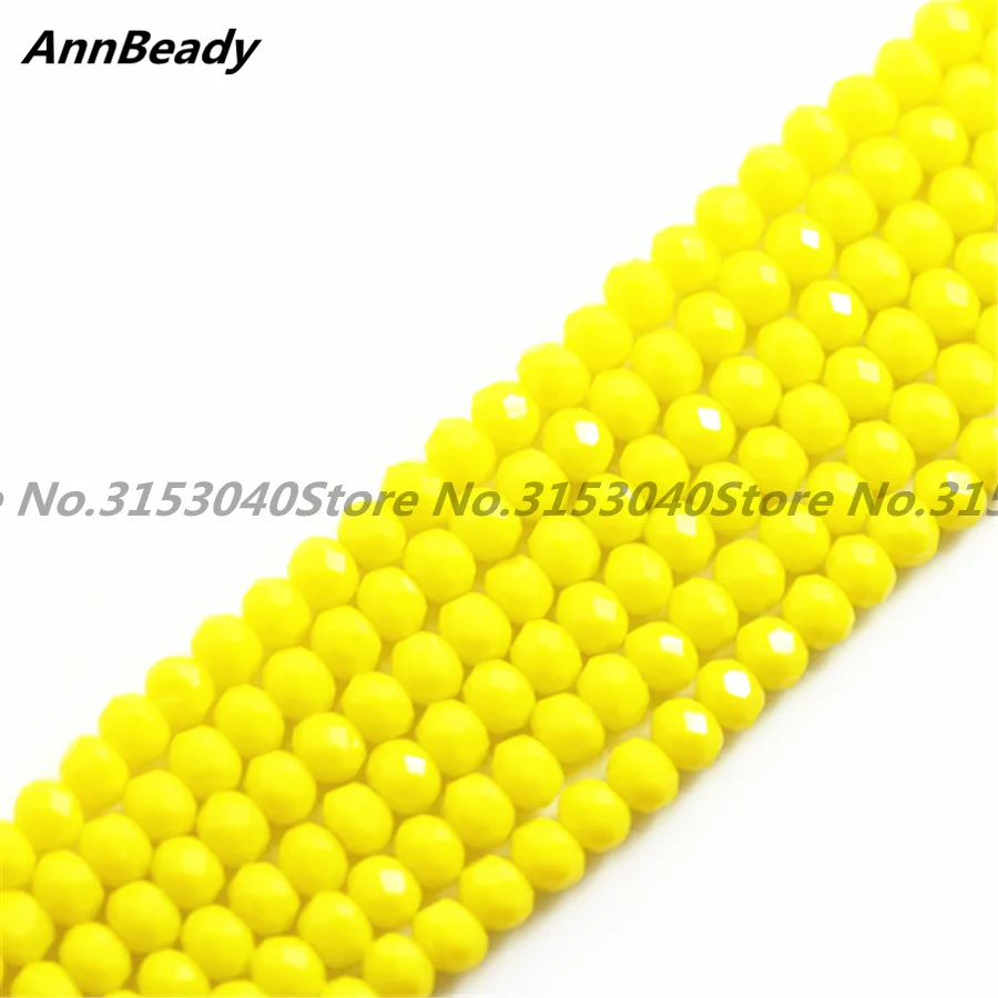 

145pcs Solid Yellow Color 4mm Rondelle Spacer Austria Crystal beads For Jewelry DIY Making Jewelry Crafts Round Beads