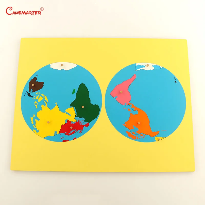 

Color Parts Puzzles of World Montessori Maps With Knob Games Geography Children Wooden Board Toys Teaching 3D Puzzle GE007-3