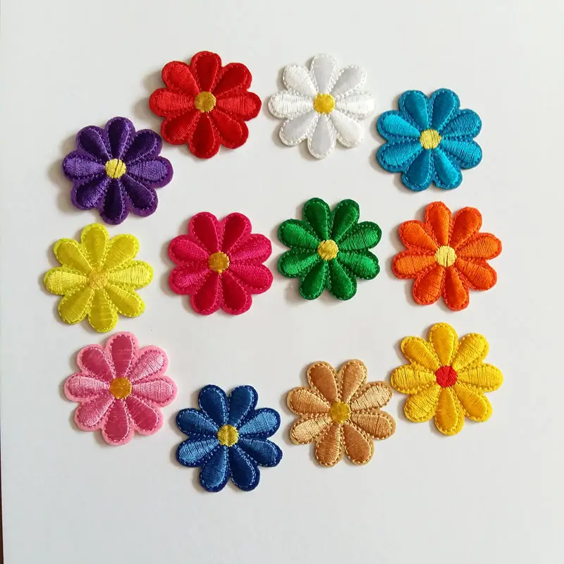 

12 Pcs/set 38mm flowers Applique Clothing Embroidery Patch Fabric Sticker Iron On Sew On Patch Craft Sewing Repair Embroidered