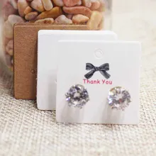 Felluan Diy gracias pendiente etiqueta tarjeta. kraft Vintage/blanco hecho a mano pendiente embalaje y tarjeta etiqueta para mostrar 3*3cm 100 Uds por lote