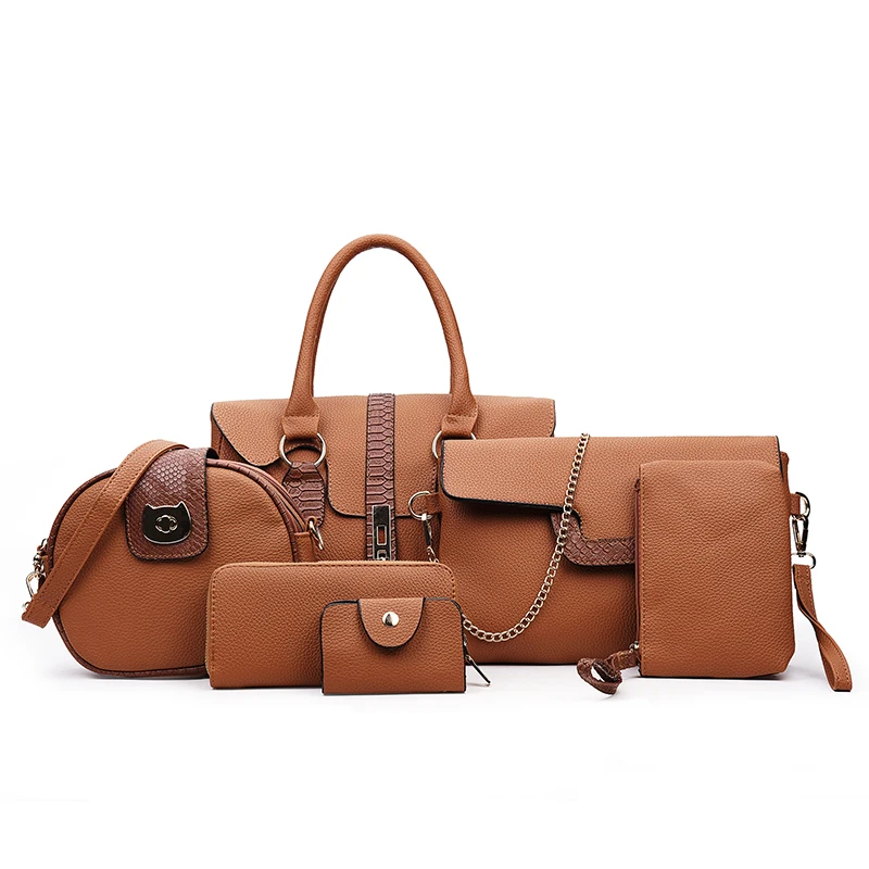 Woman Six font b Set b font of Composite Bag Tide Serpentine Grain Lady Zipper Hasp