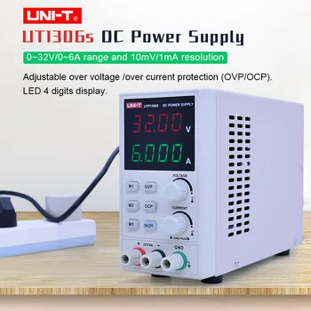 

UNI-T UTP1306S DC regulated power supply LED digital tube 4 Digits display 32V/6A AC 220V 50Hz Switch dc voltage regulator