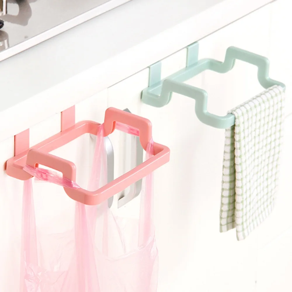 

Trash Bag Holder Storage Rack Organizer Garbage Hanging Cupboard Cabinet Door Rubbish Bags Towel Holding Kitchen Square
