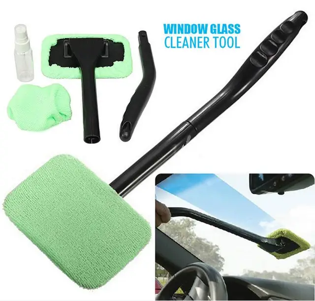 Auto Window Cleaner Wash Brushes Microfiber Long Handle Car Body Glass