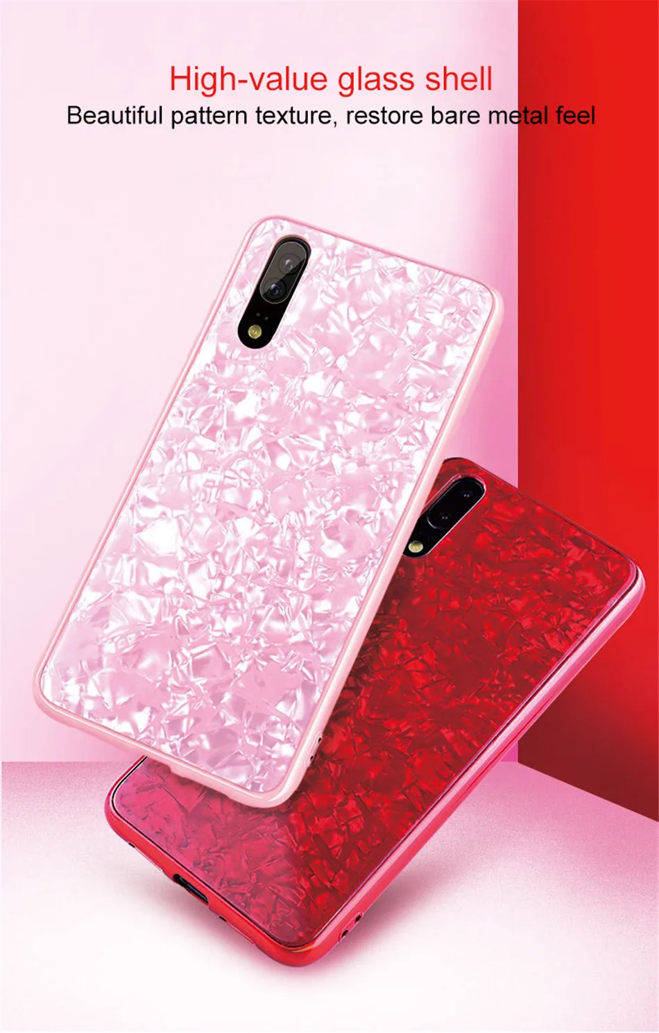 Luxury Tempered Glass Shell Pattern Phone Case For HUAWEI P20 Pro Hard PC Soft TPU Back Cover For HUAWEI P20Pro Anti-knock Capa (5)