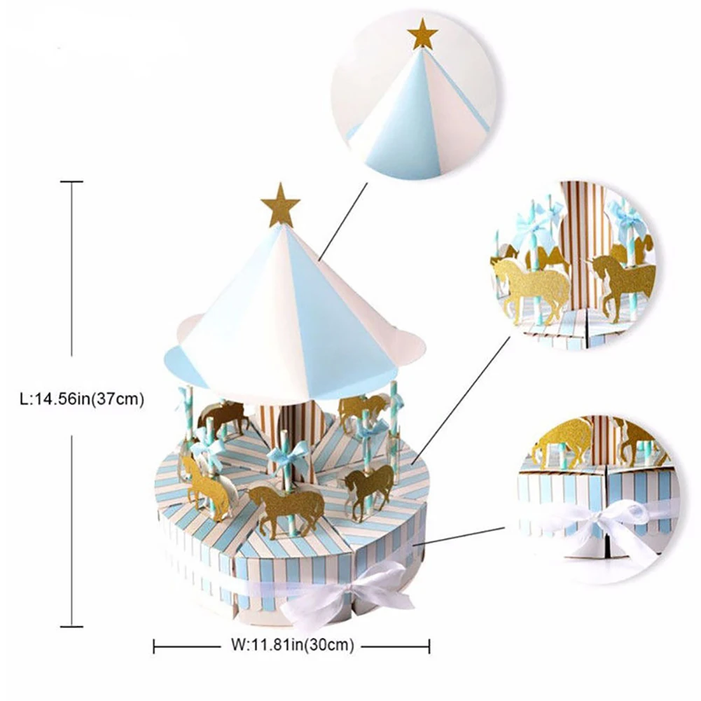 Лента карусель конфеты коробка сладости подарок Свадебная вечеринка ребенок душ бумажный контейнер Мода