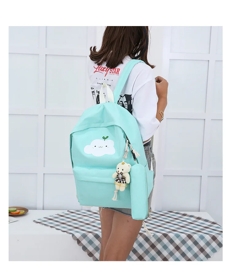 Women canvas backpacks 5pcs/Set school backpack for teenagers fashion female backpack Rucksack school bags women