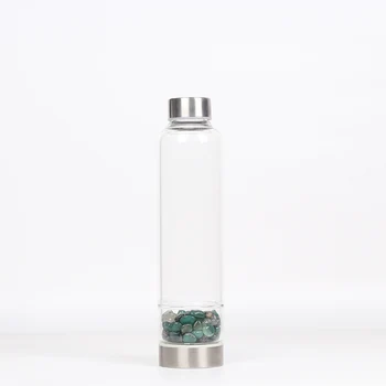 

Natural Green Agate Quartz Crystal Glass Water Bottle Gravel Irregular Stone Point Wand Healing Crushed stone cup