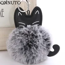 Chaveiro pompon com bolsa de pelo falso, chaveiro feminino pompon